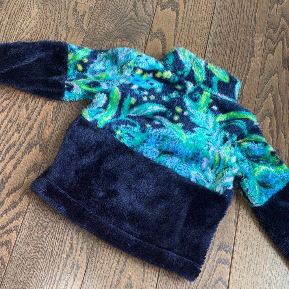 Lilly Pulitzer Kids Fuzzy half zipSweatshirt Blue Green l 2-3T xs toddler nwt - Picture 11 of 11